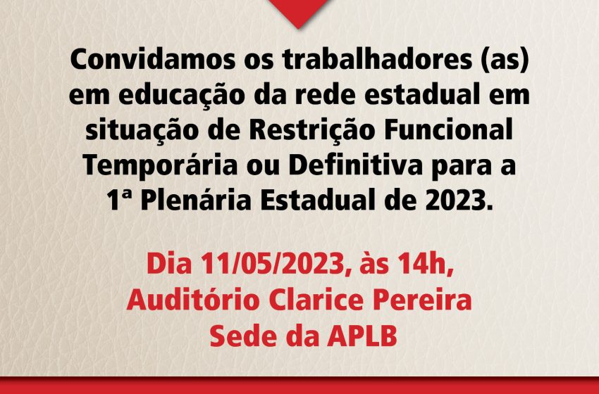  APLB realiza Plenária Estadual para trabalhadores (as) em restrição funcional