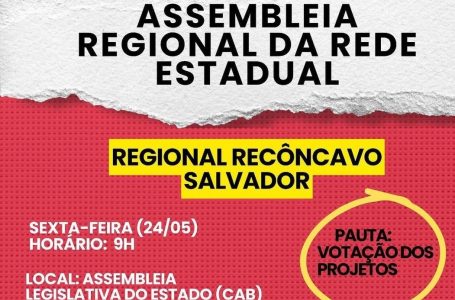 REDE ESTADUAL – APLB convoca assembleias regionais para sexta (24/05)